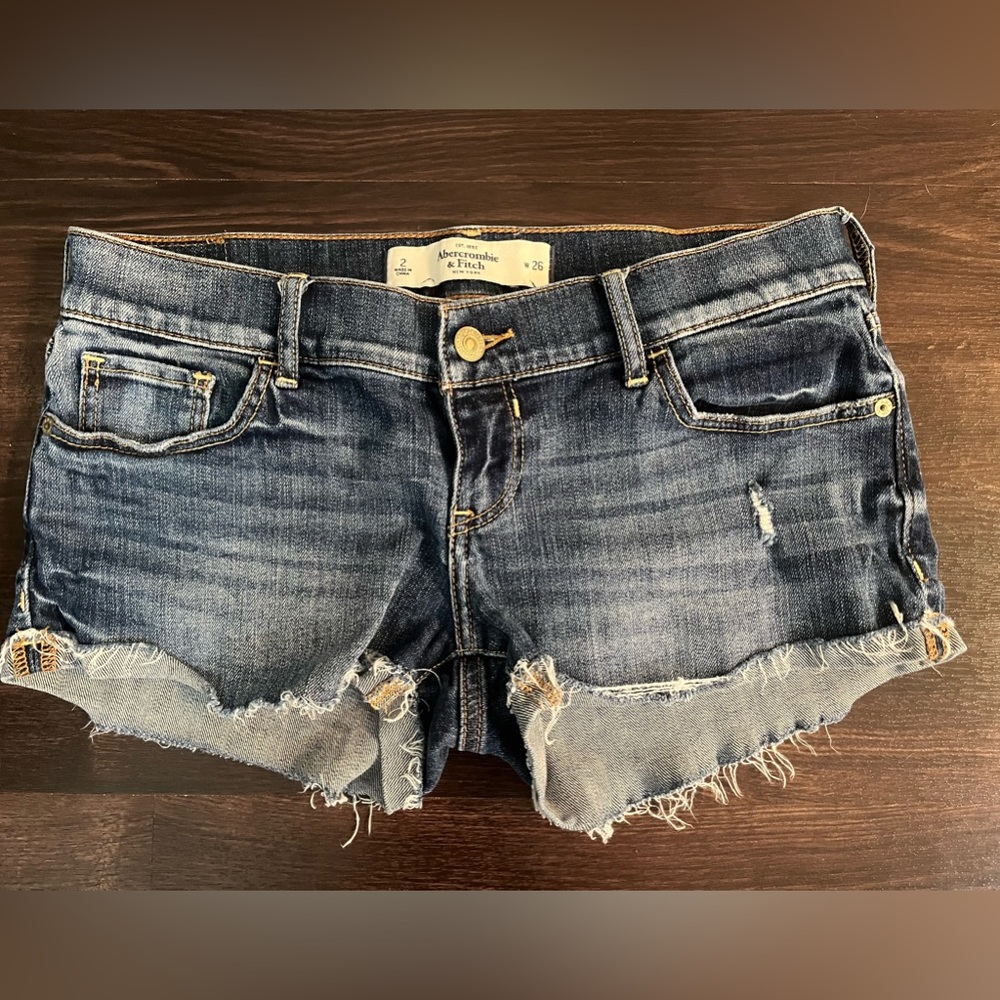 Abercrombie & Fitch Cutoff Denim Jean Shorts Indigo
